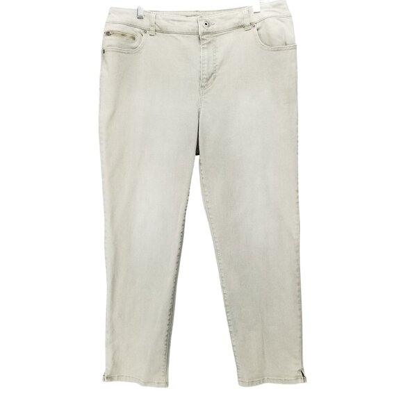 Chico's Platinum Jeans Womens Size 2.5 US 14 Sage Green Stretch Denim Slim Leg - Picture 1 of 15